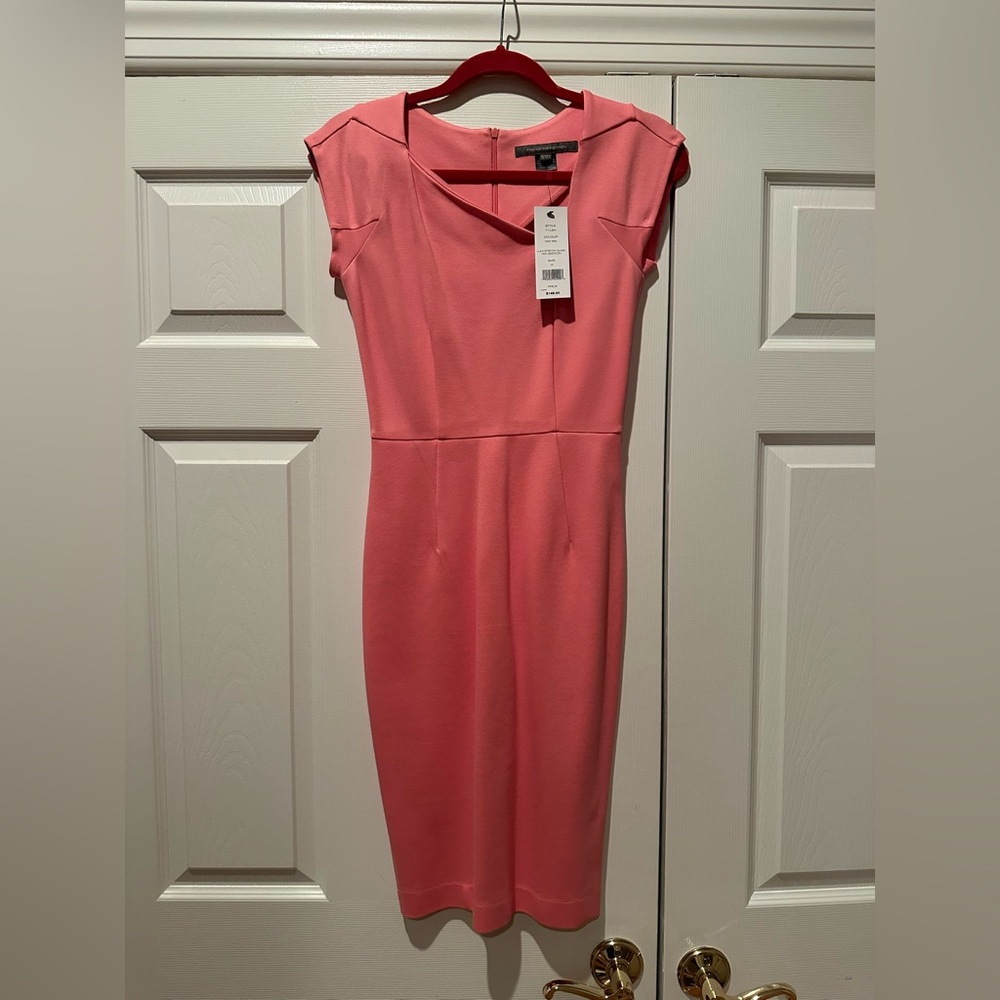 French Connection Pink Midi Dress with Cap Sleeves